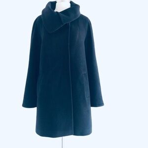 CINZIA ROCCA Soft Baby Wool Funnel Neck Coat Made in Italy, navy